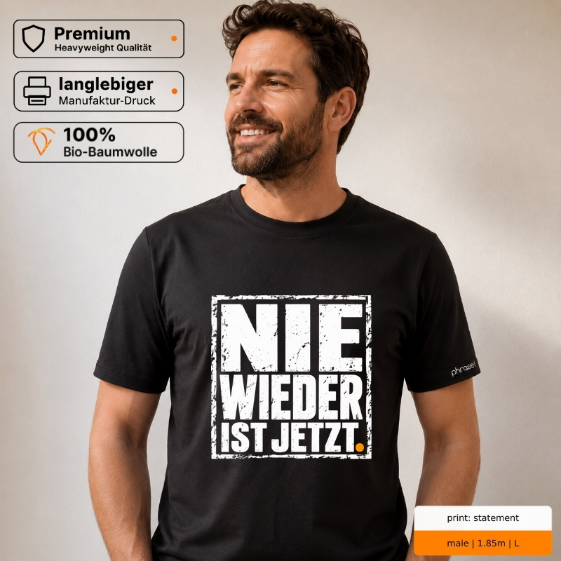 Premium T-Shirt "NIE WIEDER IST JETZT."