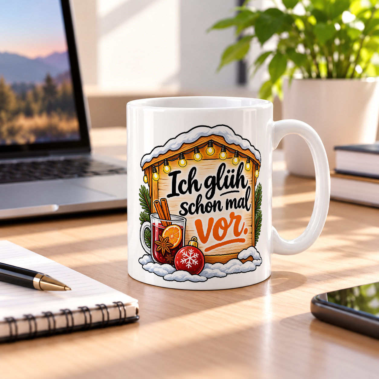 Tasse „Ich glüh schon mal vor.“