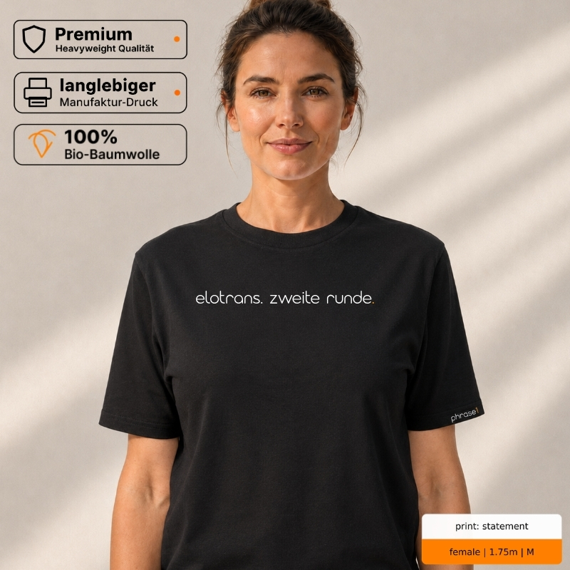 Premium T-Shirt mit „elotrans. zweite runde.“ Statement
