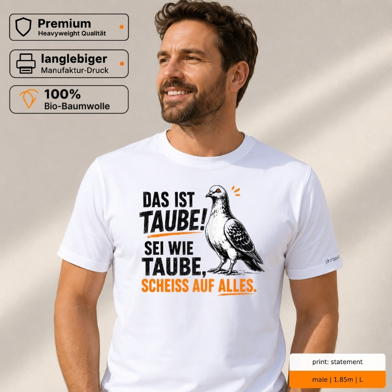 Premium T-Shirt „Das ist Taube! Sei wie Taube, scheiss auf alles.“