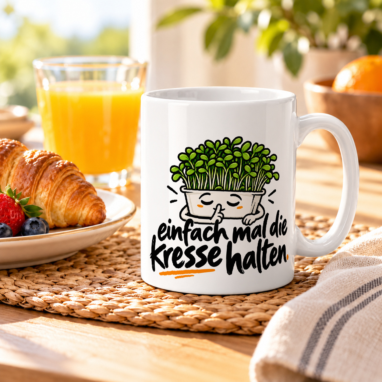 Tasse „einfach mal die Kresse halten.“