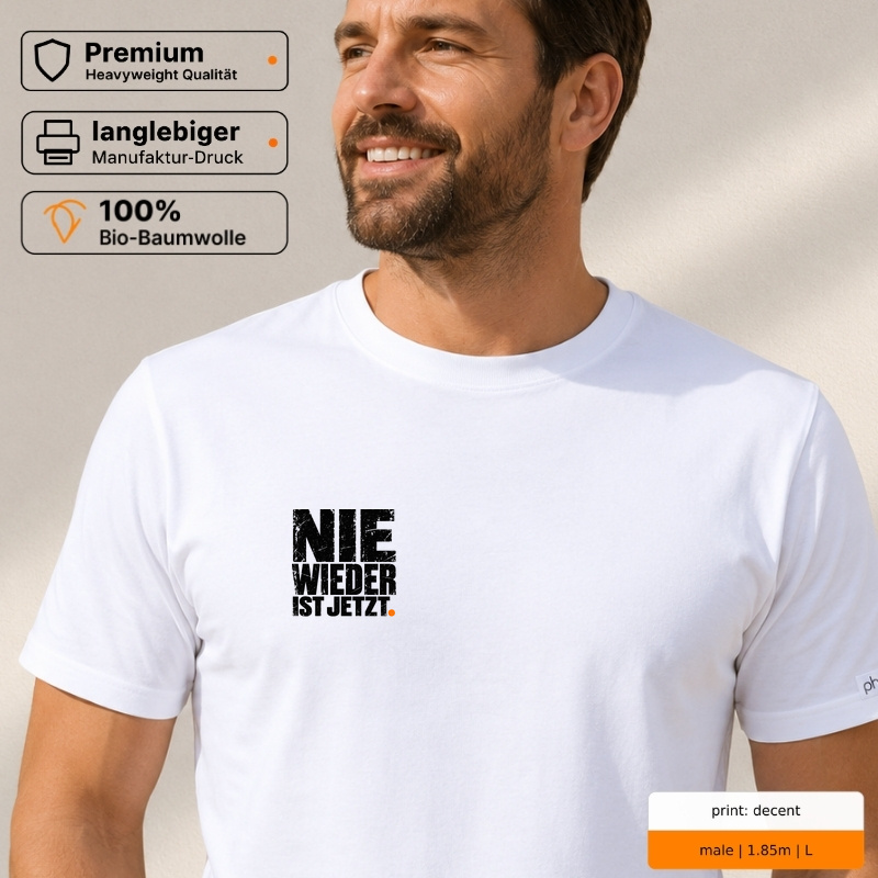 Premium T-Shirt "NIE WIEDER IST JETZT."