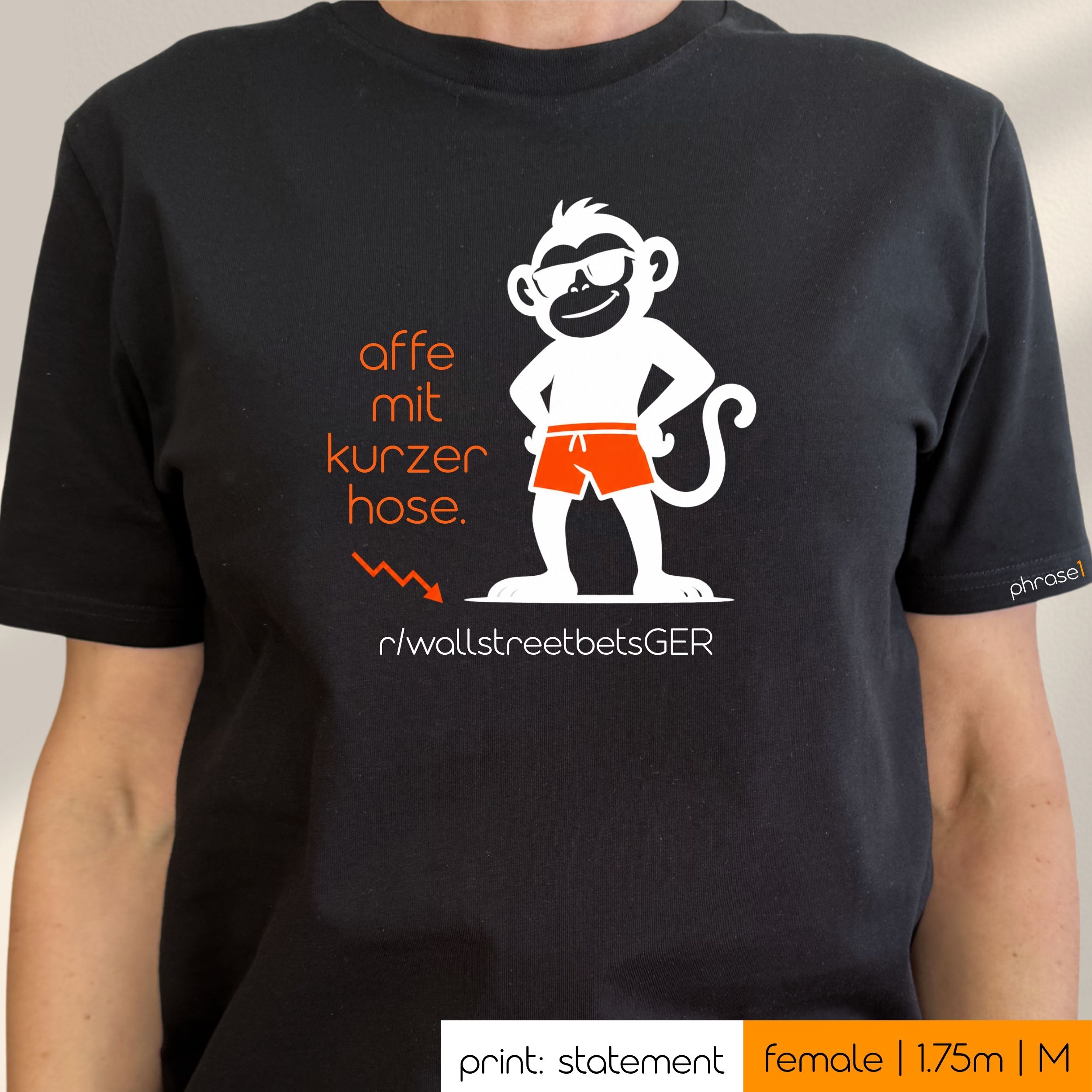 Premium T-Shirt mit Spruch "affe mit kurzer hose." und visual Affe Premium T-Shirt mit Spruch "affe mit kurzer hose." und visual Affe