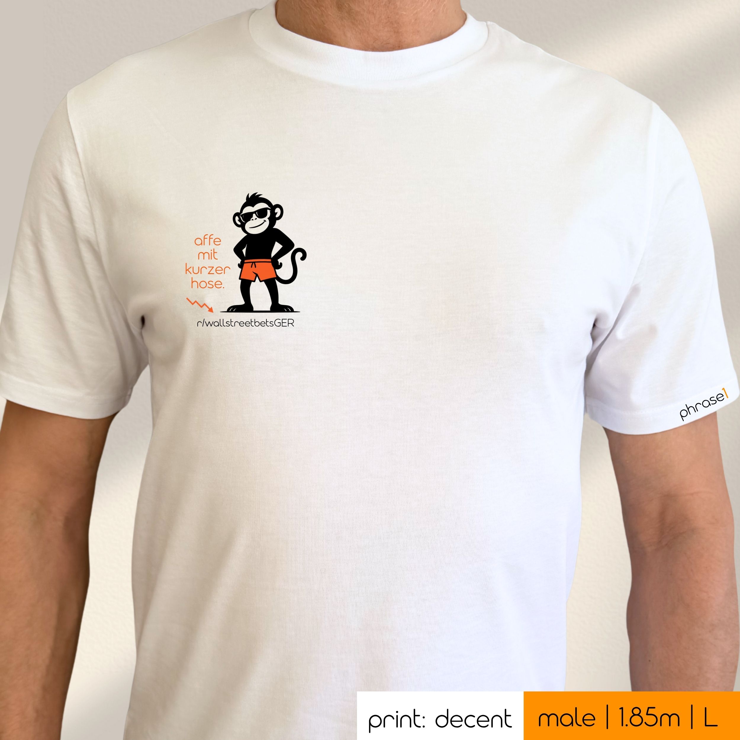 Premium T-Shirt mit Spruch "affe mit kurzer hose." und visual Affe Premium T-Shirt mit Spruch "affe mit kurzer hose." und visual Affe