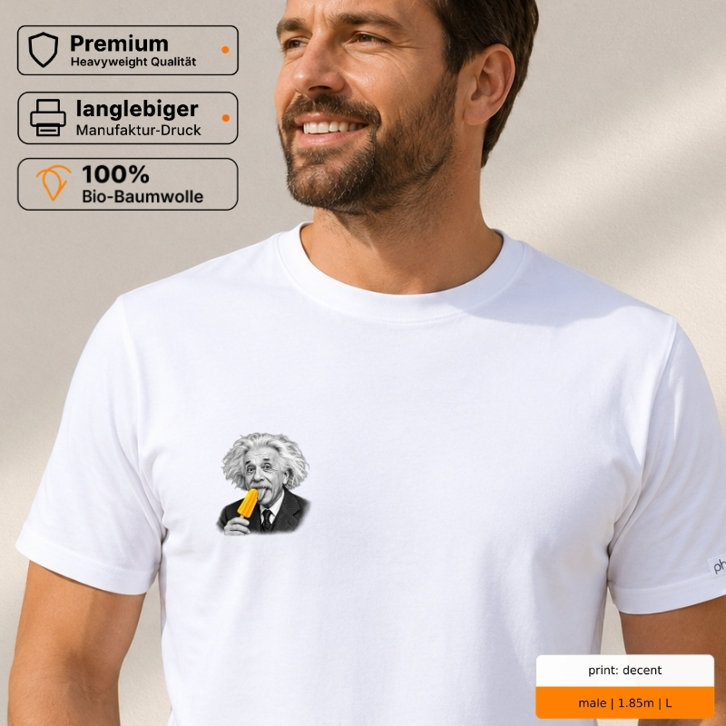 Premium T-Shirt „Genie mit Eis“ – Wissenschaftler-Motiv