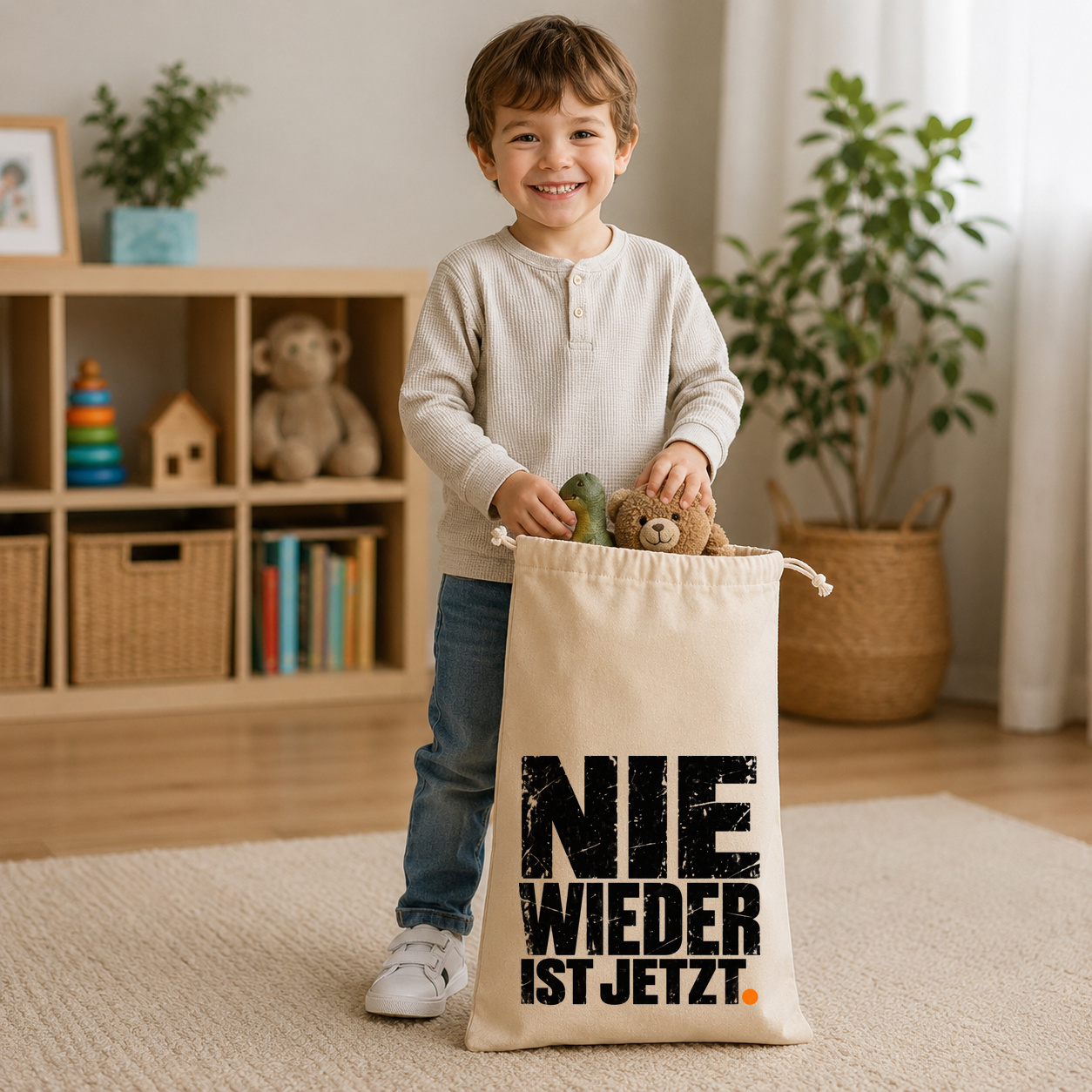 Zuziehbeutel "NIE WIEDER IST JETZT." Zuziehbeutel "NIE WIEDER IST JETZT."