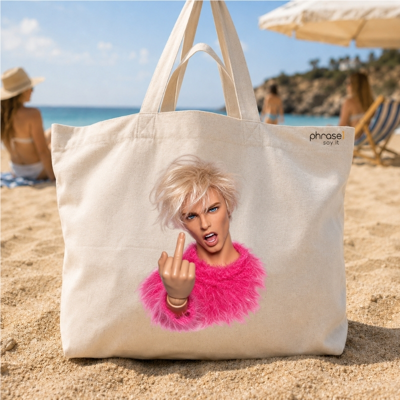 Beach Bag / Big Shopper mit rebellischem männlichem Puppen-Motiv