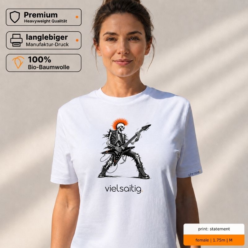 Premium T-Shirt mit Visual "Punk playing Guitar" vielsaitig.