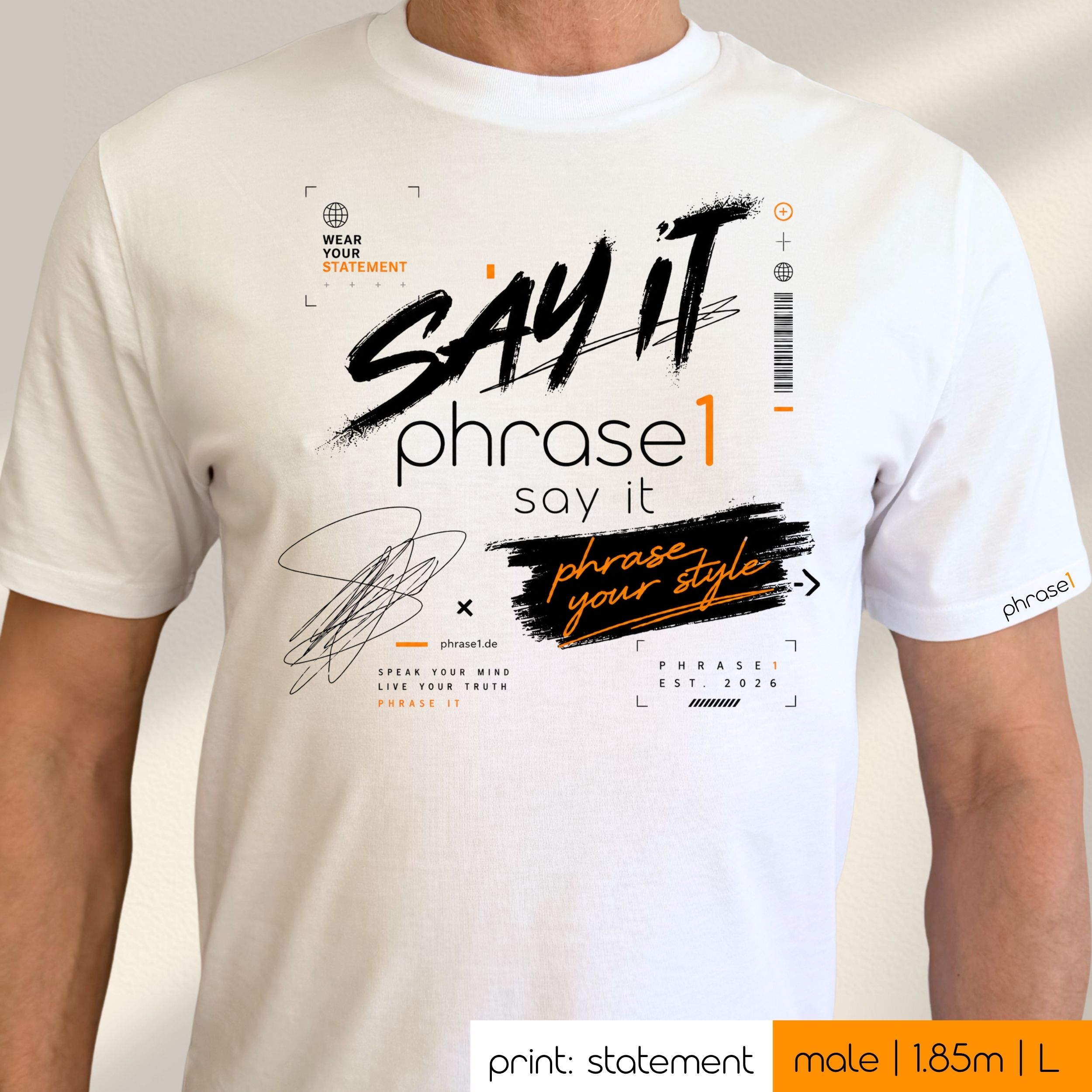 Premium T-Shirt mit Visual "p1 streetwear - say it" Premium T-Shirt mit Visual "p1 streetwear - say it"