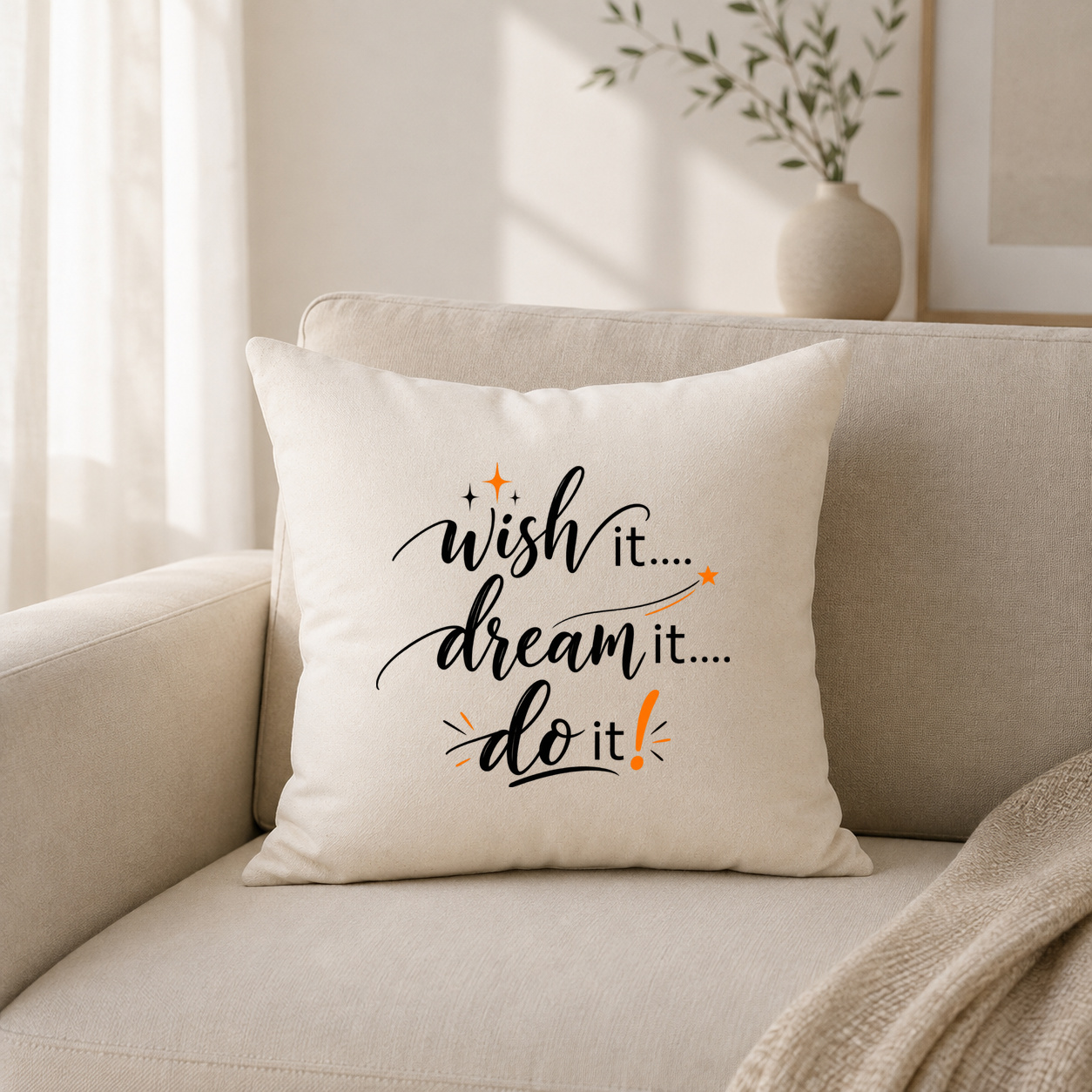 Kissenhülle "wish it. dream it. do it."