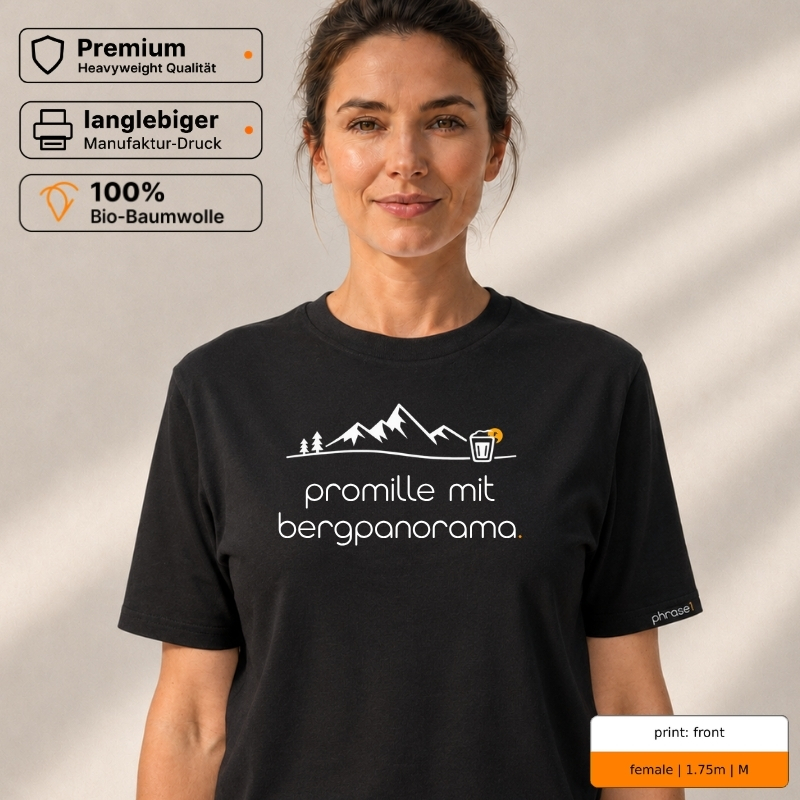 Premium T-Shirt mit „promille mit bergpanorama.“ Statement Premium T-Shirt mit „promille mit bergpanorama.“ Statement