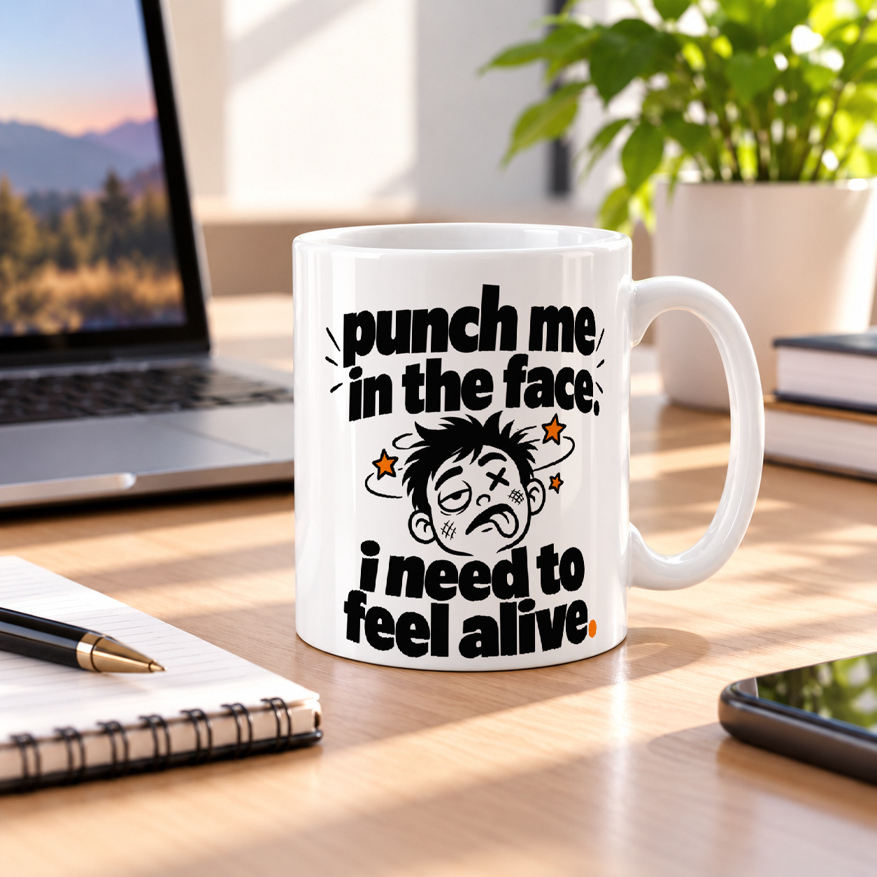Tasse „punch me in the face. i need to feel alive.“ Tasse „punch me in the face. i need to feel alive.“