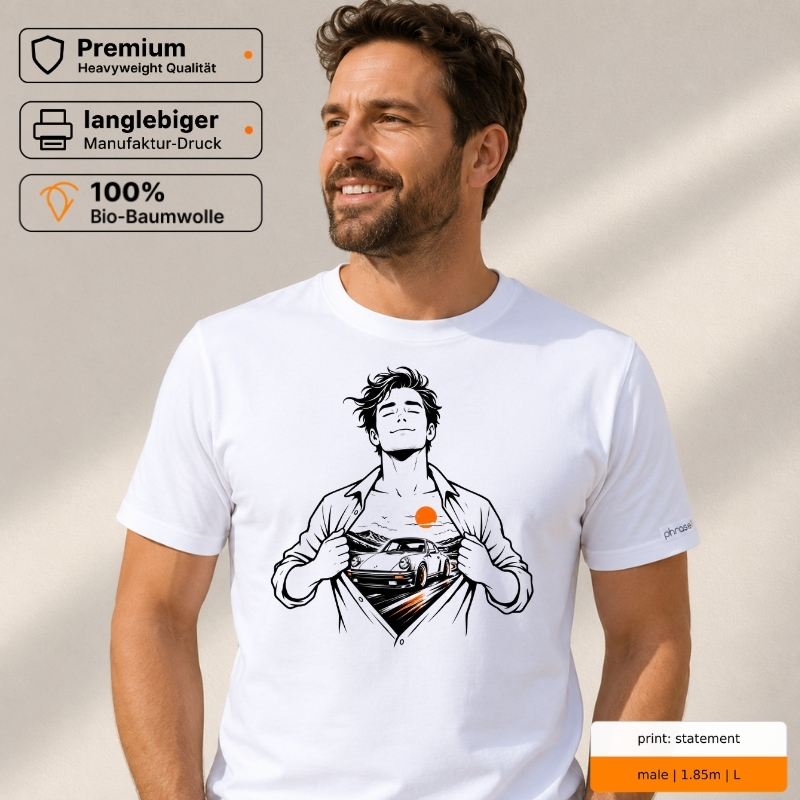 Premium T-Shirt mit Sportwagen-im-Herzen-Motiv