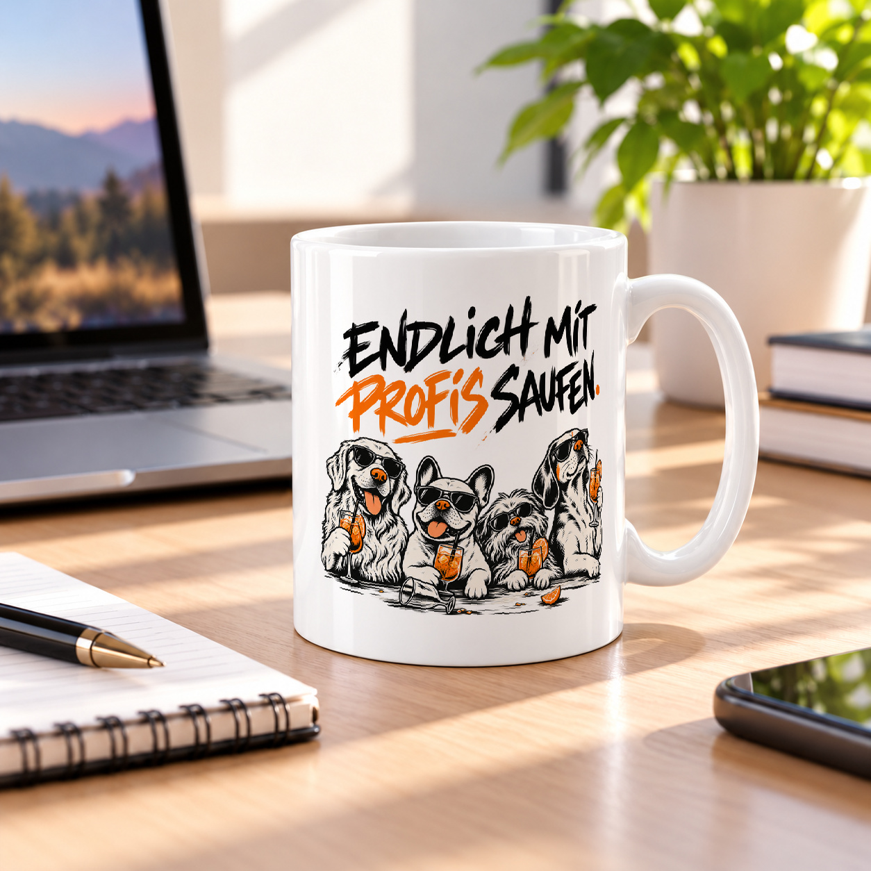 Tasse „endlich mit profis saufen.“ Tasse „endlich mit profis saufen.“