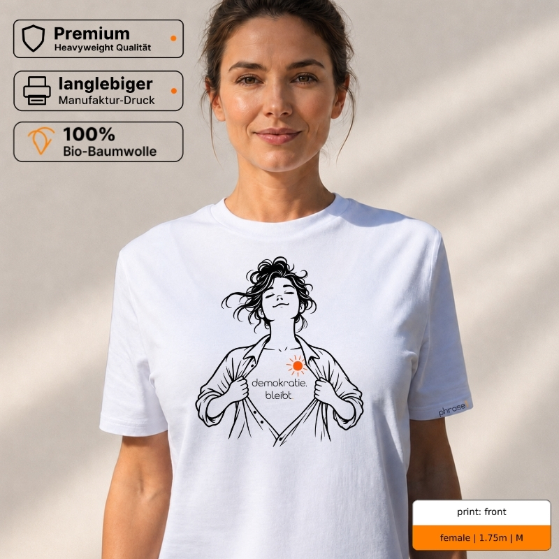 Premium T-Shirt „demokratie. bleibt.“ mit Front- und Backprint