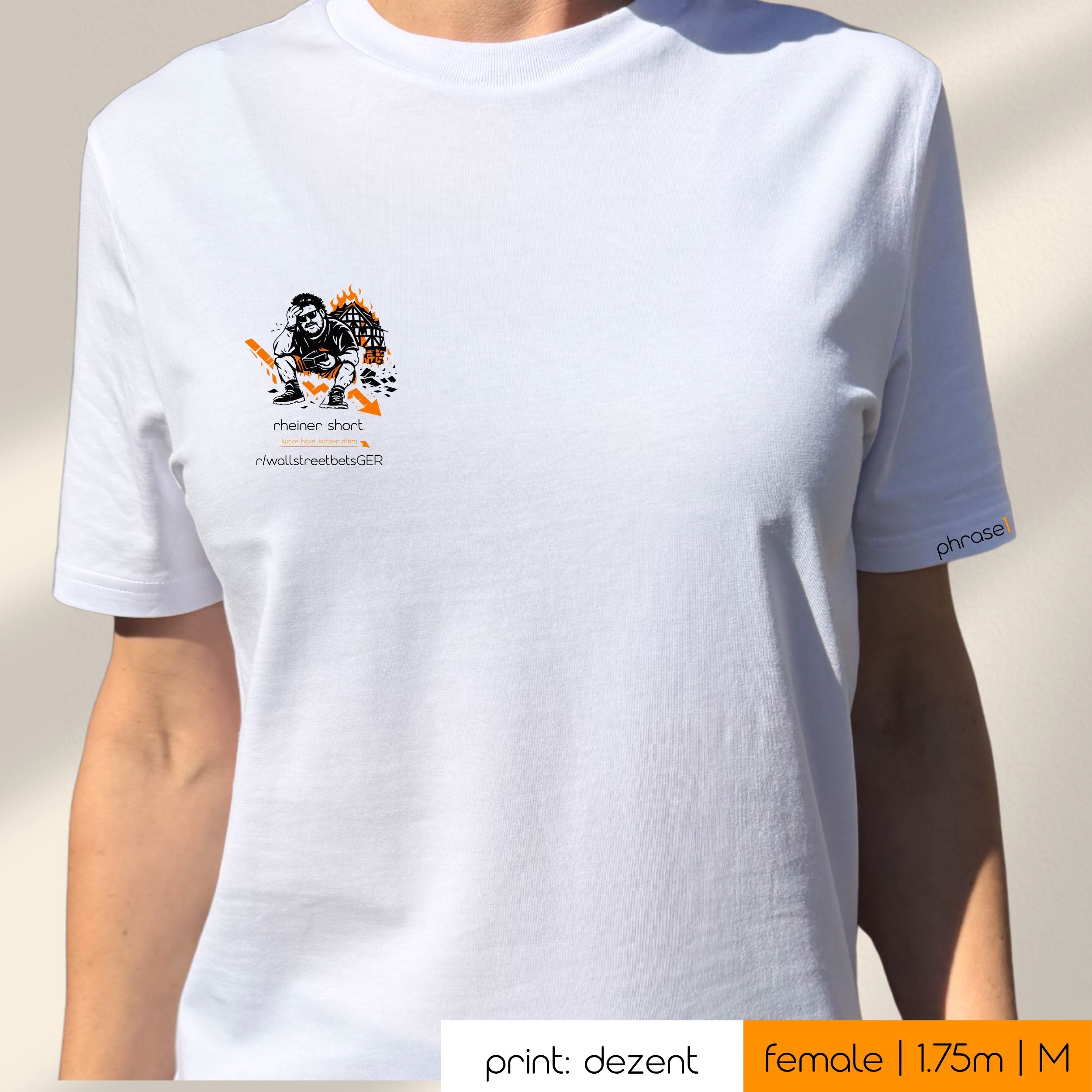Premium T-Shirt mit Spruch "rheiner short." und Visual Rainer Winkler Premium T-Shirt mit Spruch "rheiner short." und Visual Rainer Winkler