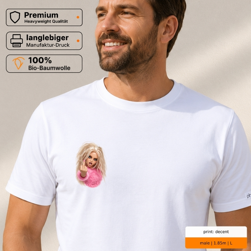 Premium T-Shirt mit rebellischem Puppen-Motiv