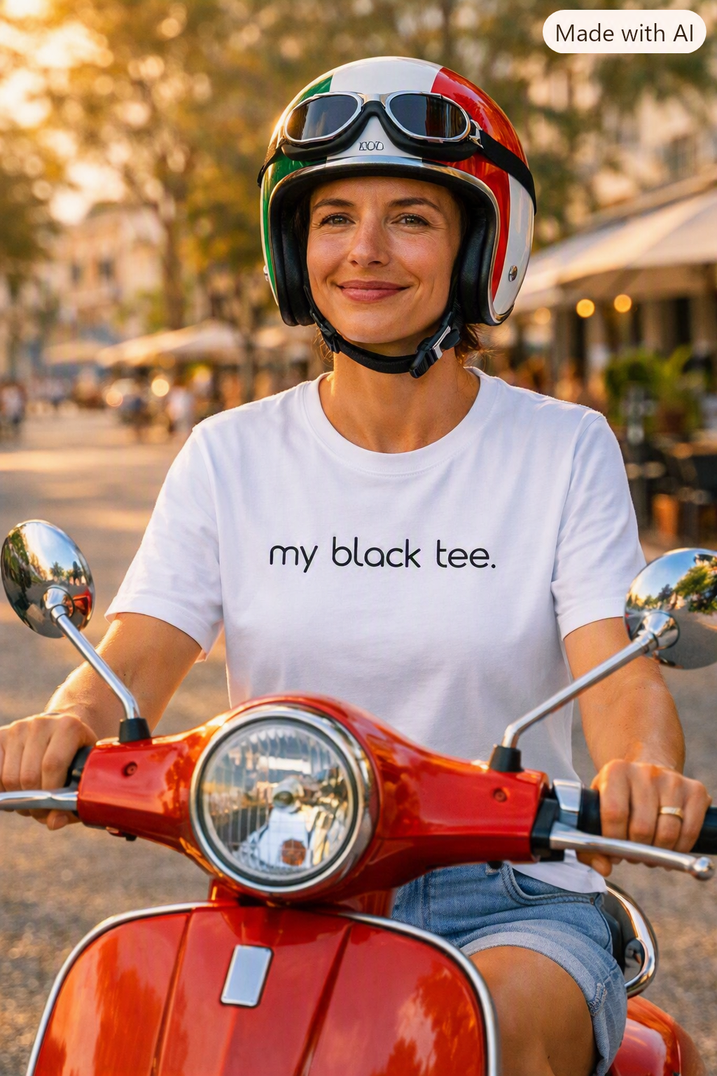 Premium T-Shirt in Weiß mit „my black tee.“ Statement