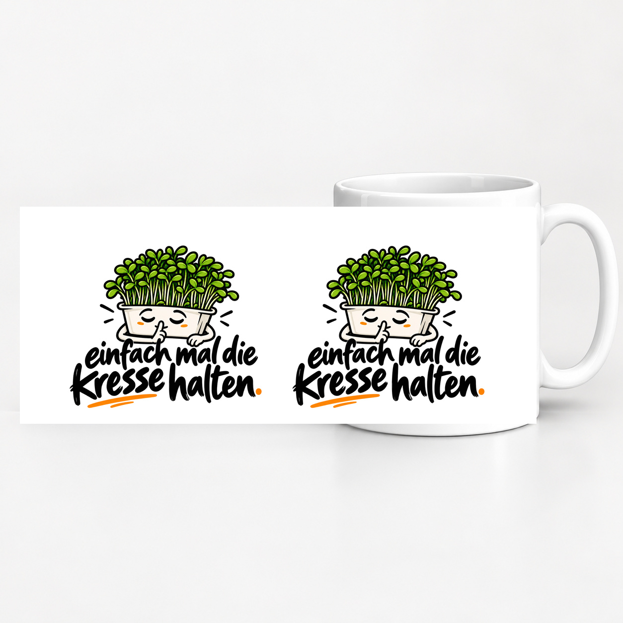 Tasse „einfach mal die Kresse halten.“