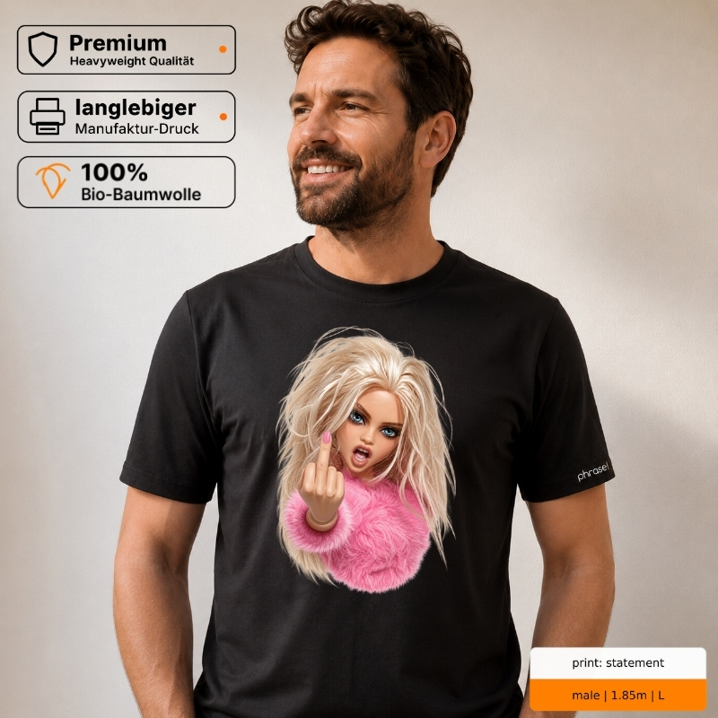 Premium T-Shirt mit rebellischem Puppen-Motiv Premium T-Shirt mit rebellischem Puppen-Motiv