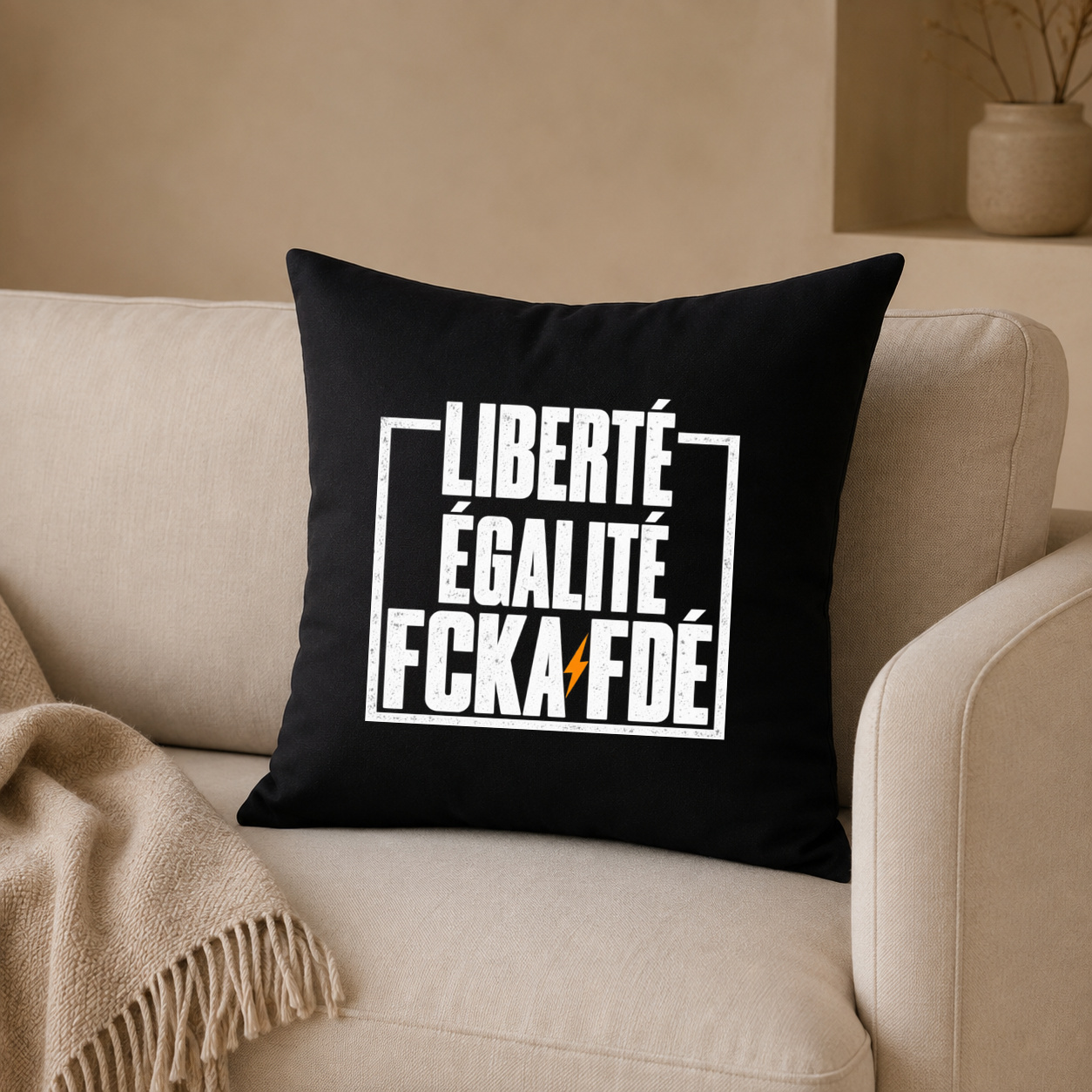 LIBERTÉ ÉGALITÉ FCKAFDÉ – Kissenhülle LIBERTÉ ÉGALITÉ FCKAFDÉ – Kissenhülle