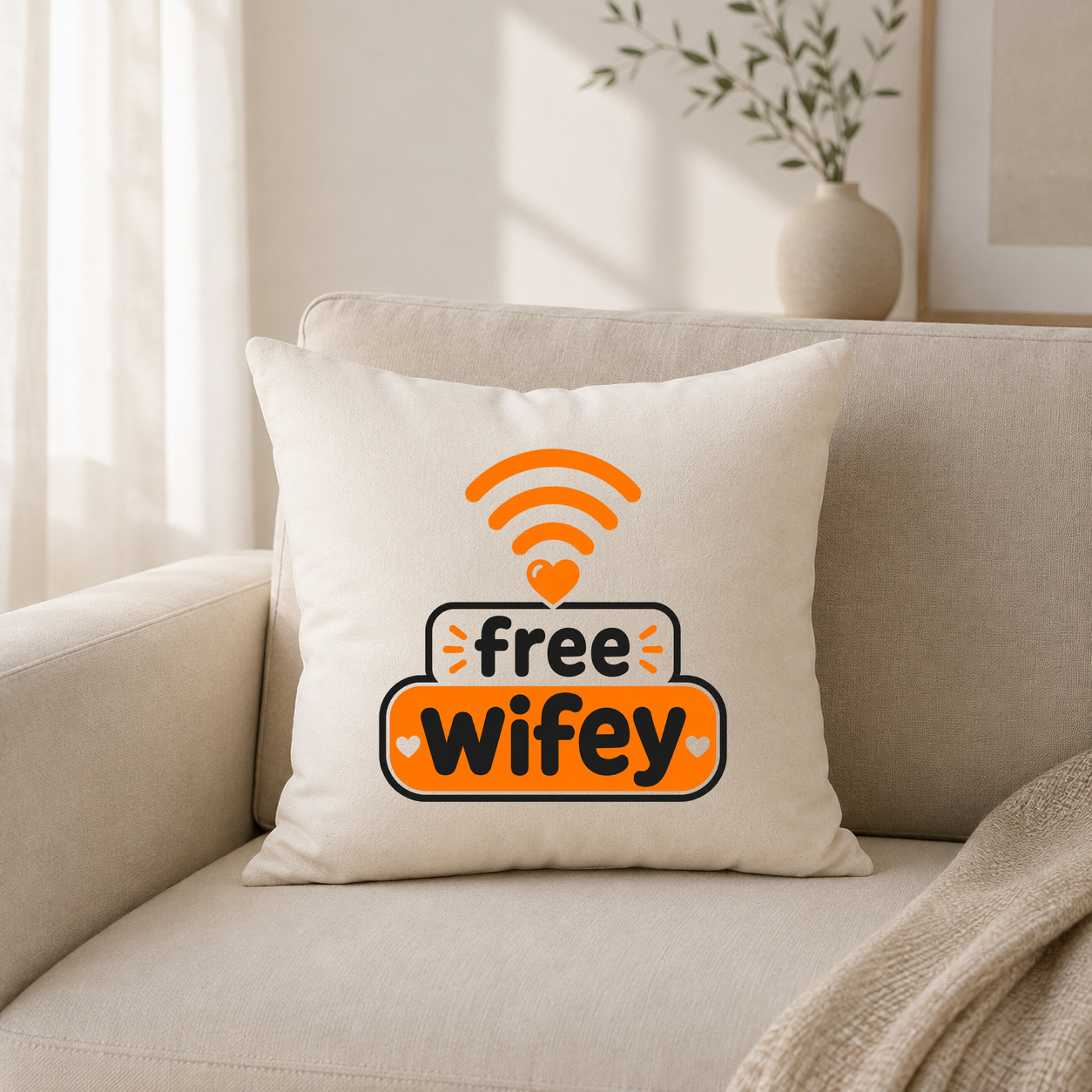 Kissenhülle mit „free wifey.“ Statement Kissenhülle mit „free wifey.“ Statement