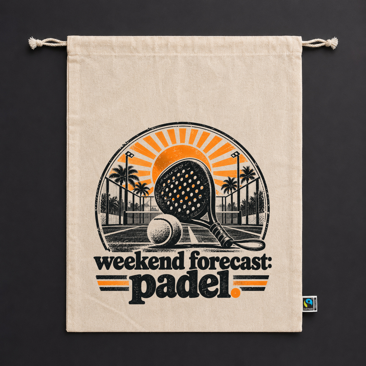 Zuziehbeutel „weekend forecast: padel.“