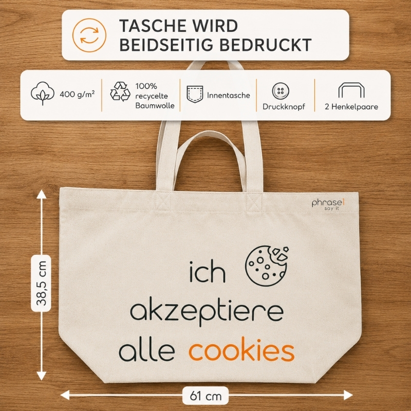 Beach Bag / Big Shopper mit „ich trage die verantwortung. und jede menge kram.“ Statement