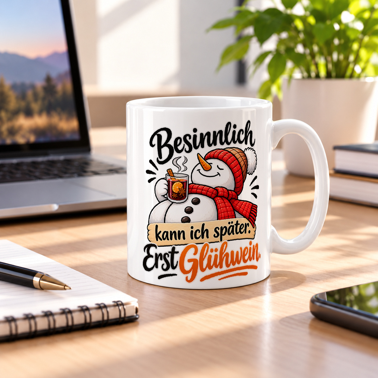 Tasse „Besinnlich kann ich später. Erst Glühwein.“