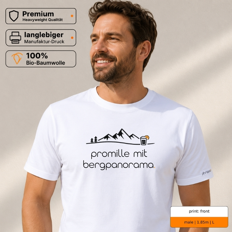Premium T-Shirt mit „promille mit bergpanorama.“ Statement