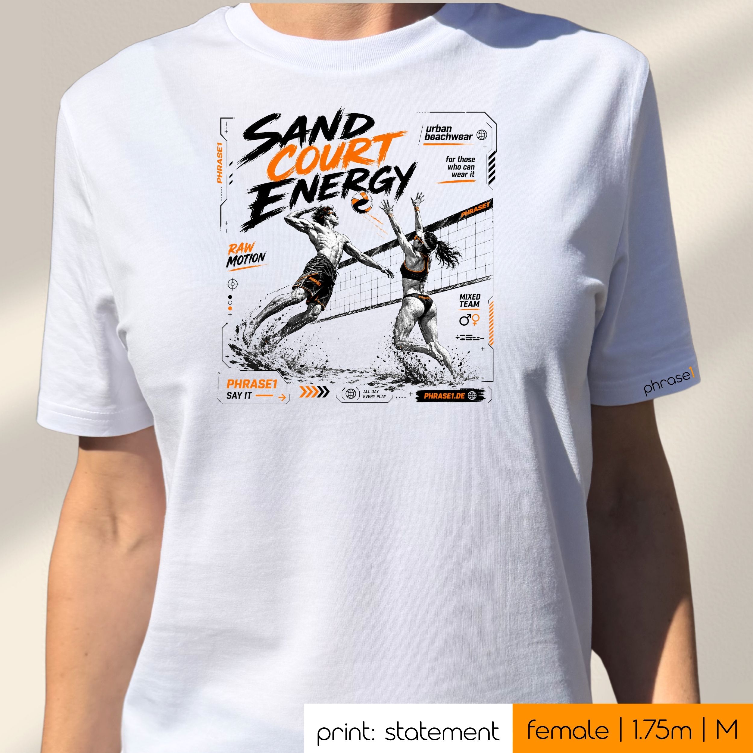 Premium T-Shirt mit Visual "p1 urban sporstwear - sand court energy." Premium T-Shirt mit Visual "p1 urban sporstwear - sand court energy."