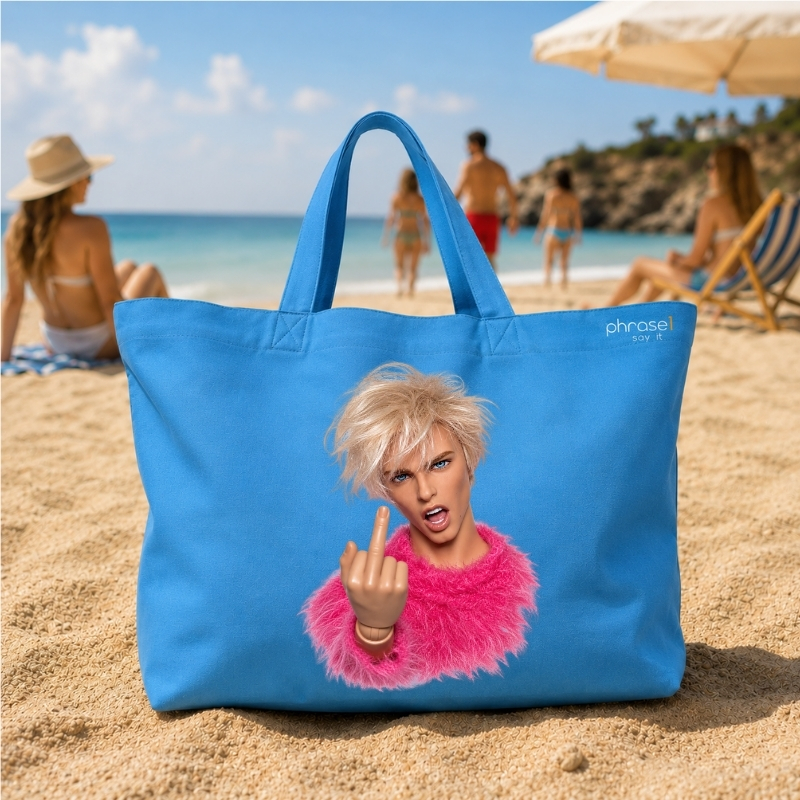 Beach Bag / Big Shopper mit rebellischem männlichem Puppen-Motiv
