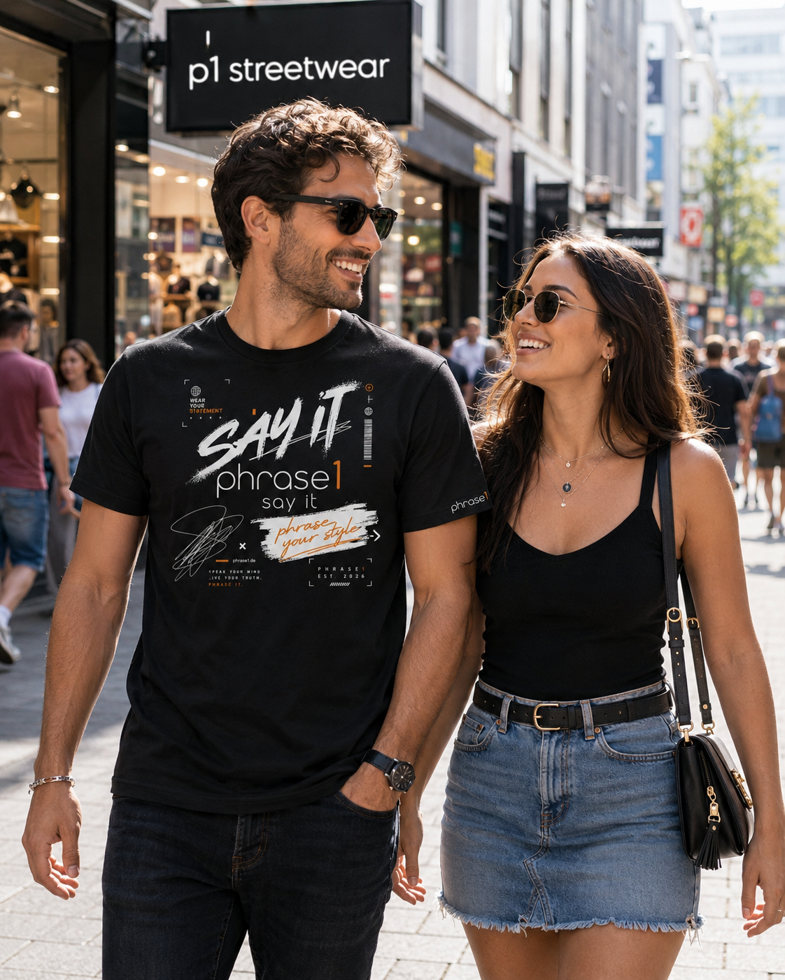 Premium T-Shirt mit Visual "p1 streetwear - say it" Premium T-Shirt mit Visual "p1 streetwear - say it"