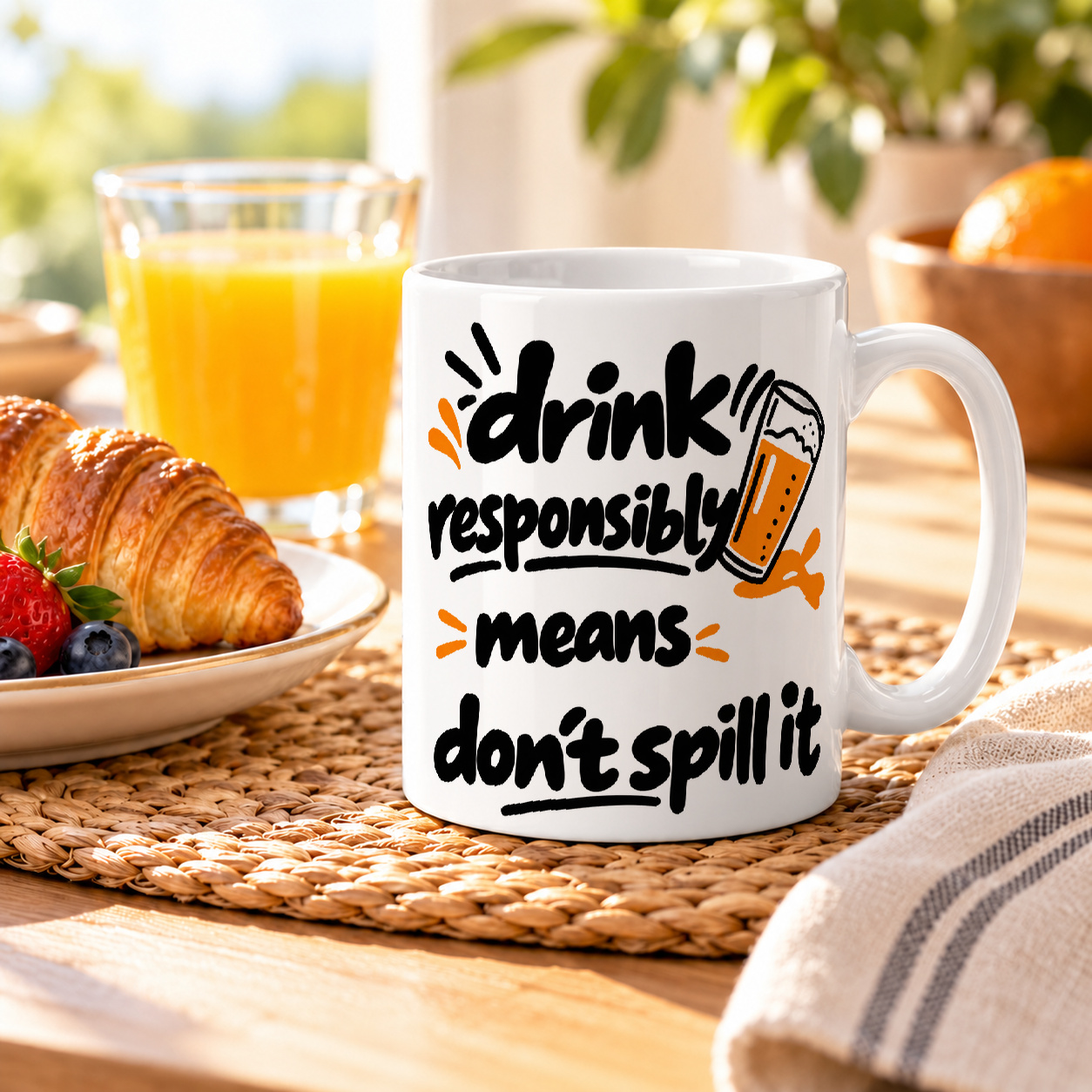 Tasse „drink responsibly means don't spill it.“ Tasse „drink responsibly means don't spill it.“