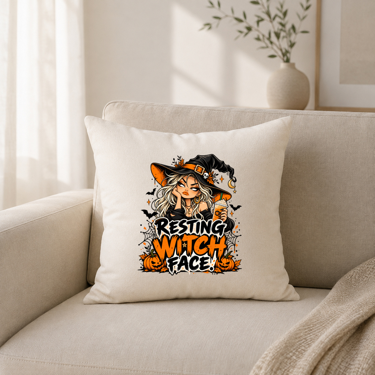 Kissenhülle „resting witch face.“