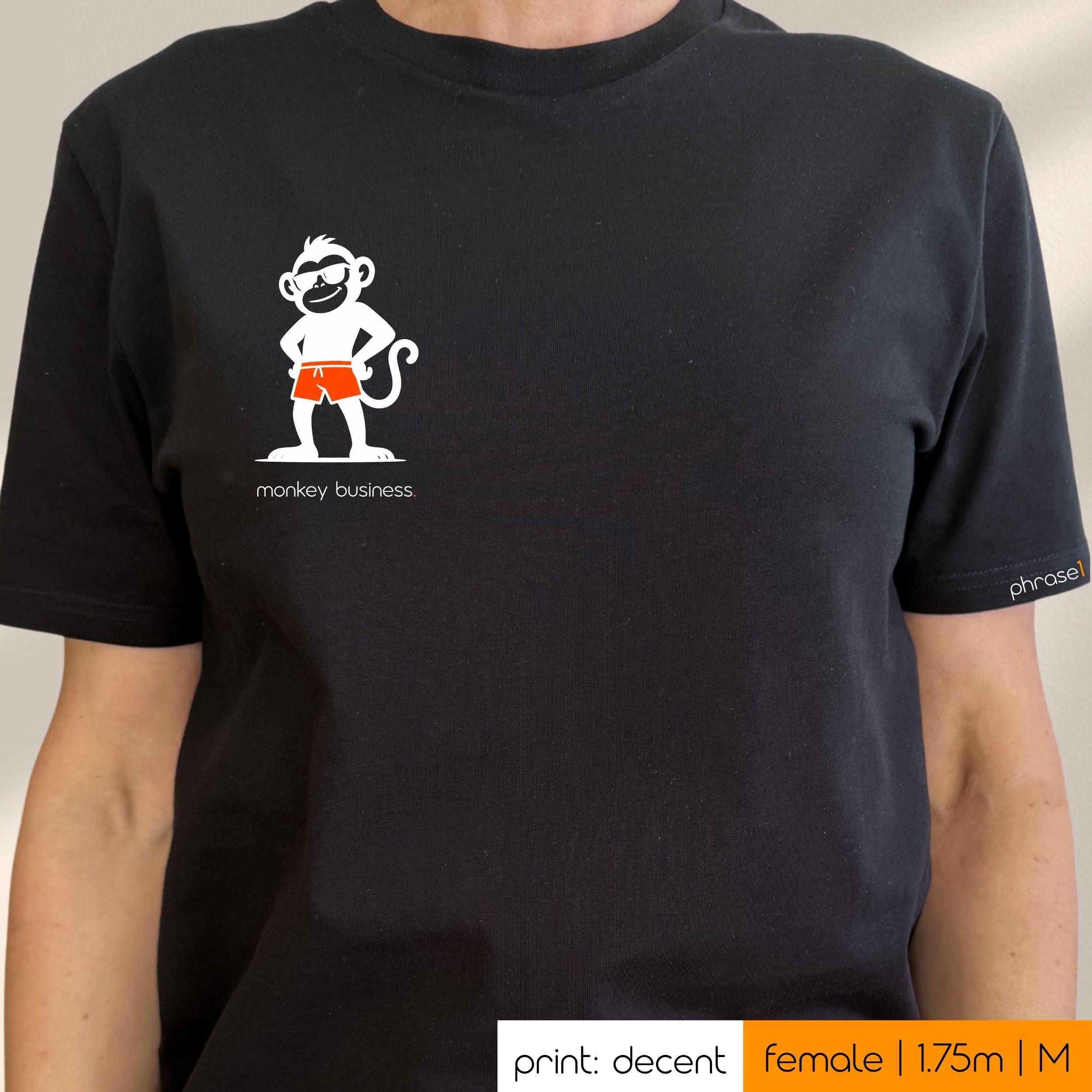 Premium T-Shirt mit Spruch "monkey business." und Visual Premium T-Shirt mit Spruch "monkey business." und Visual