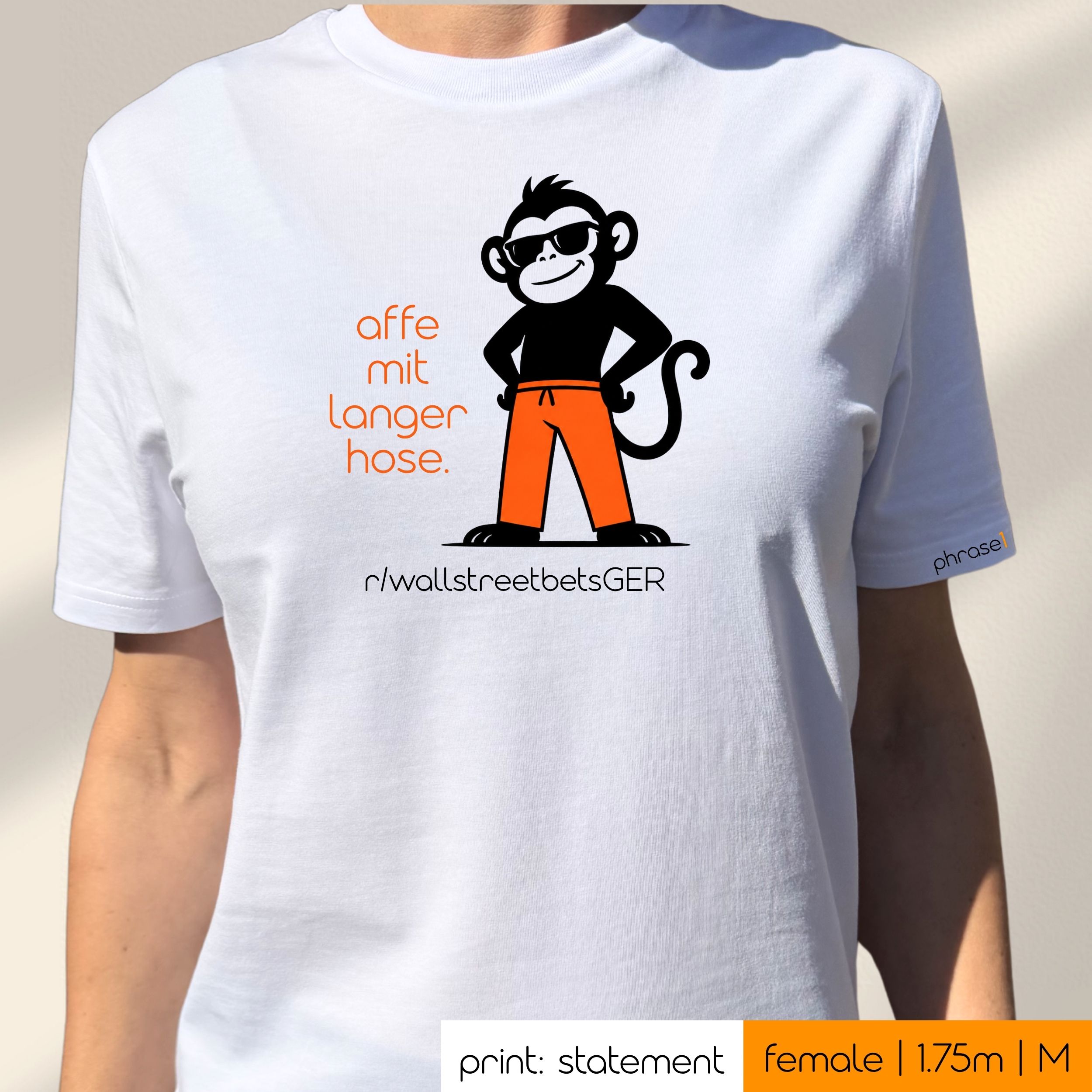 Premium T-Shirt mit Spruch "affe mit langer hose." und visual Affe Premium T-Shirt mit Spruch "affe mit langer hose." und visual Affe