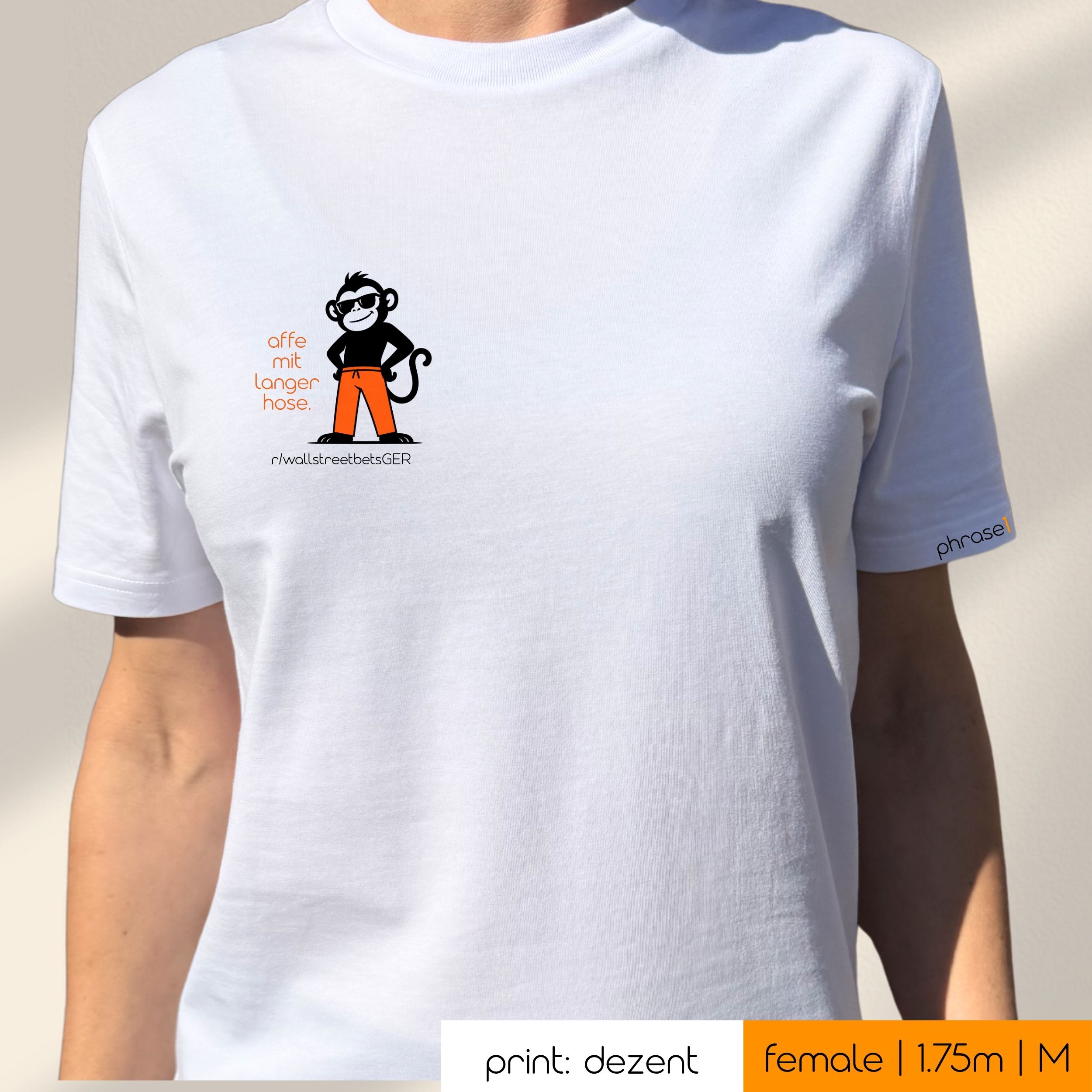Premium T-Shirt mit Spruch "affe mit langer hose." und visual Affe Premium T-Shirt mit Spruch "affe mit langer hose." und visual Affe