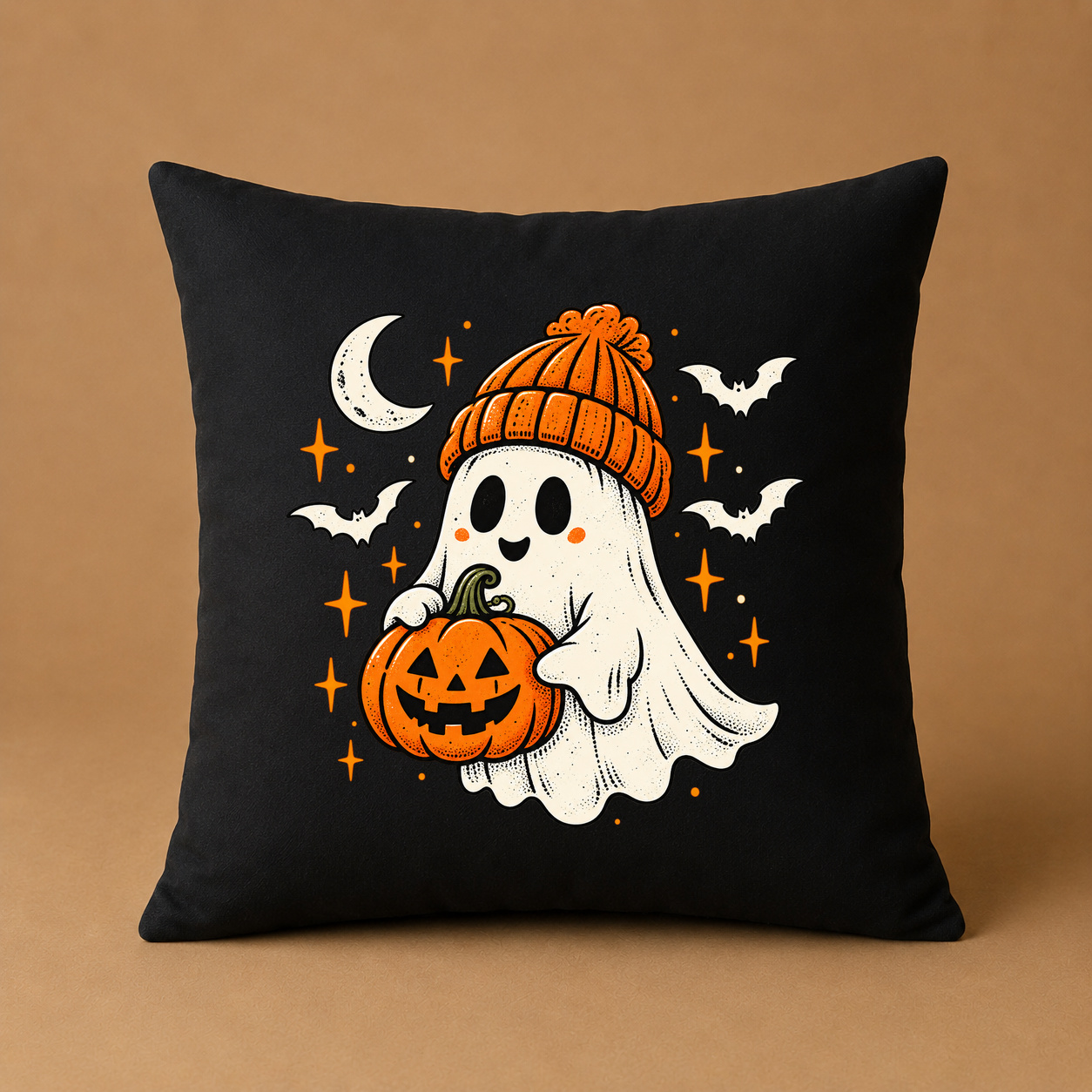 Kissenhülle „Halloween Geist mit Kürbis.“ Kissenhülle „Halloween Geist mit Kürbis.“