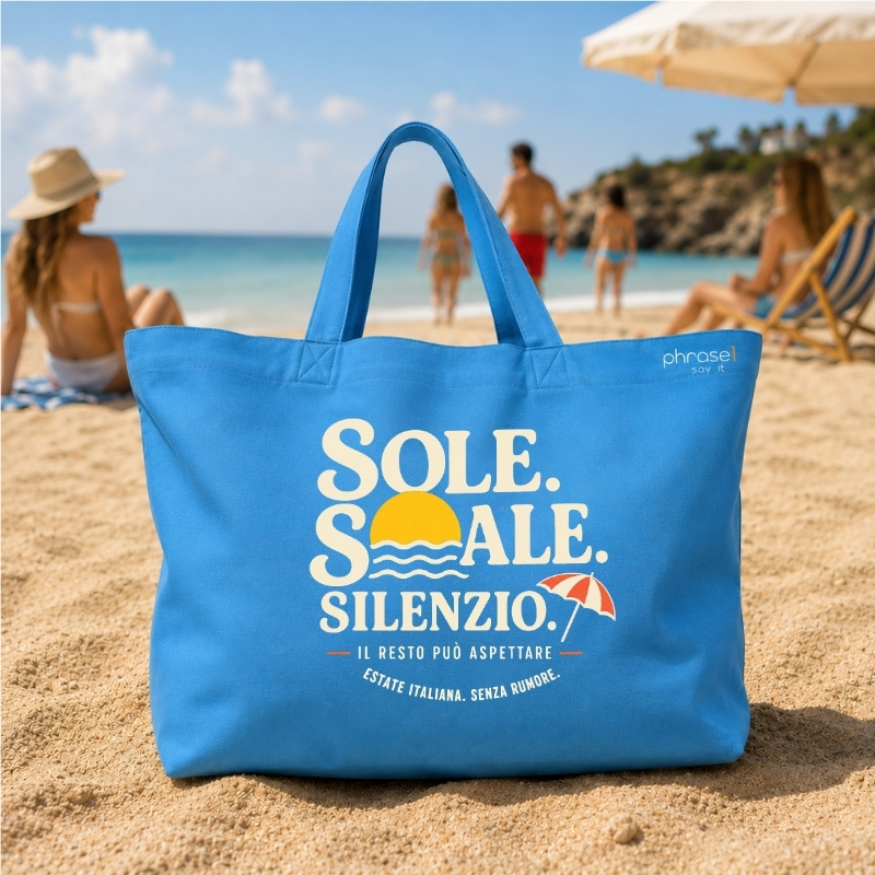 Beach Bag / Big Shopper mit „SOLE. SALE. SILENZIO.“ Italo-Motiv