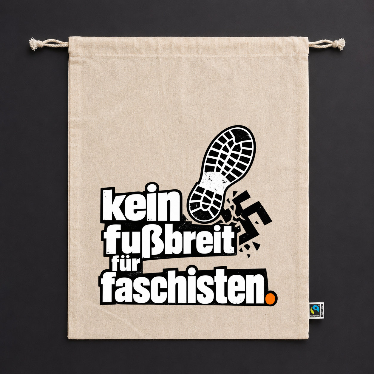 Zuziehbeutel „kein fußbreit für faschisten.“