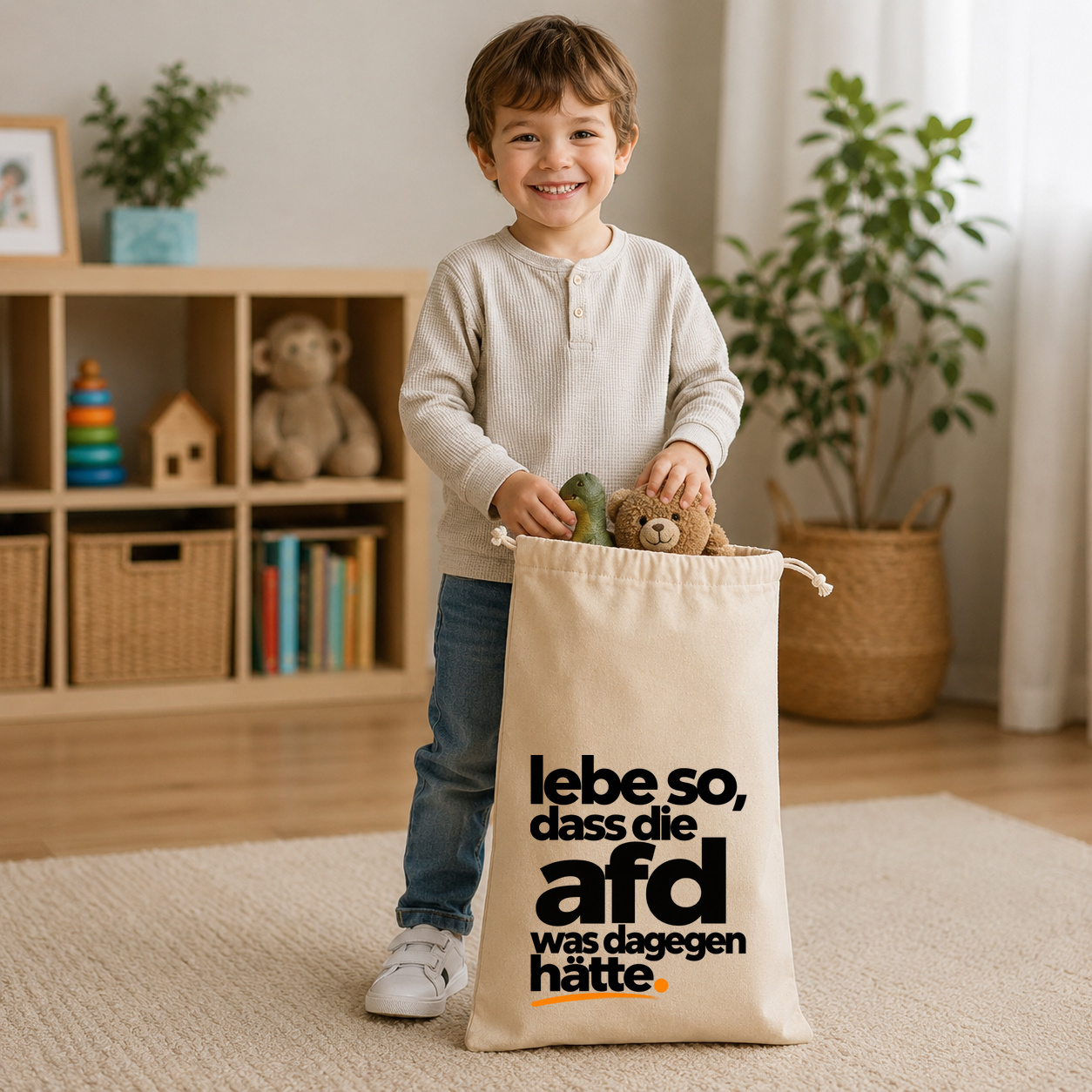 Stoffbeutel "lebe so, dass die afd was dagegen hätte."