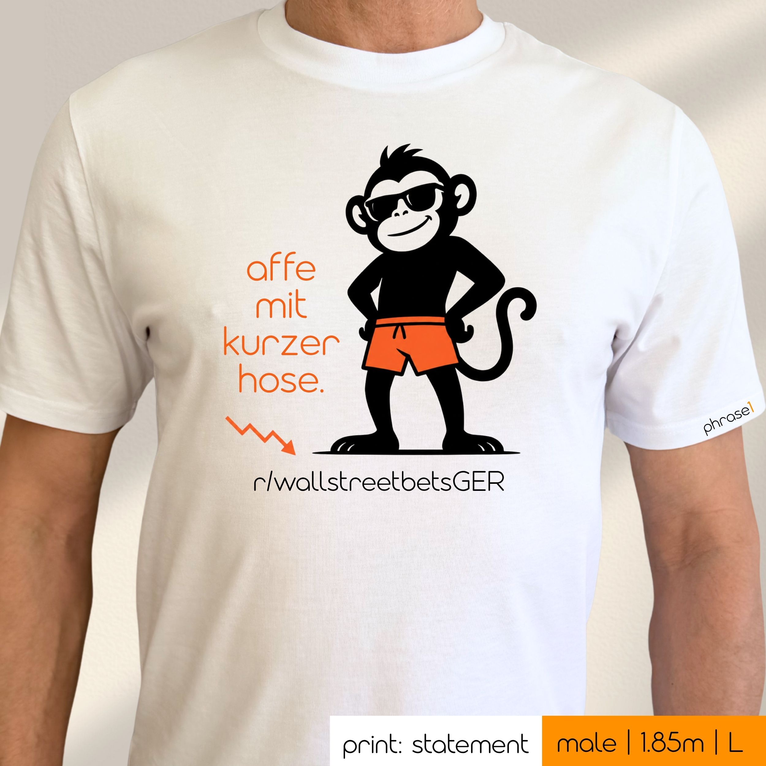 Premium T-Shirt mit Spruch "affe mit kurzer hose." und visual Affe