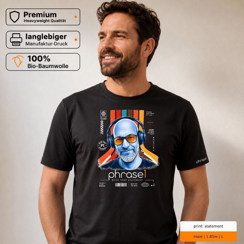 Premium T-Shirt mit Front- und Rückenprint „wear your statement / PHRASE1 Supply“