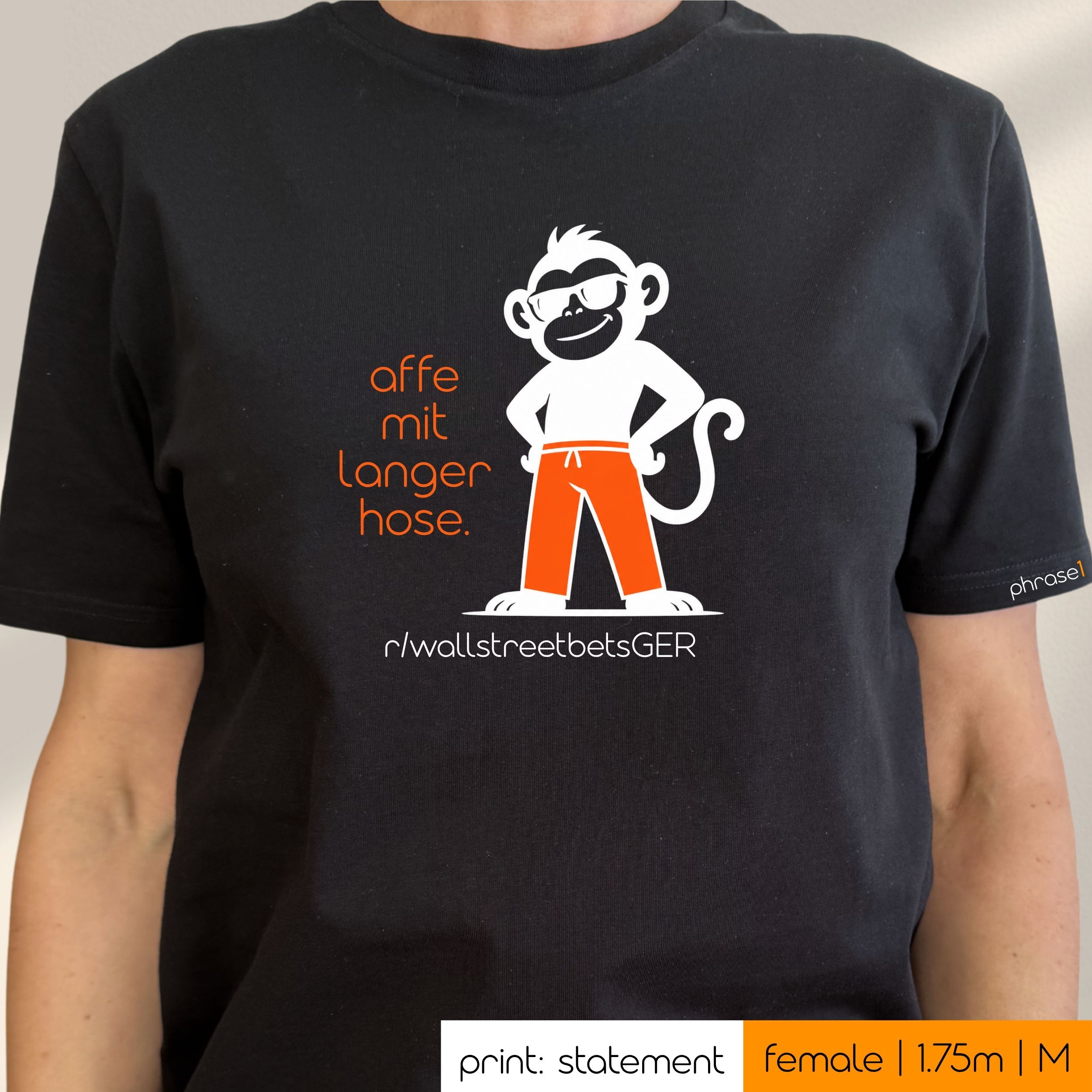 Premium T-Shirt mit Spruch "affe mit langer hose." und visual Affe Premium T-Shirt mit Spruch "affe mit langer hose." und visual Affe