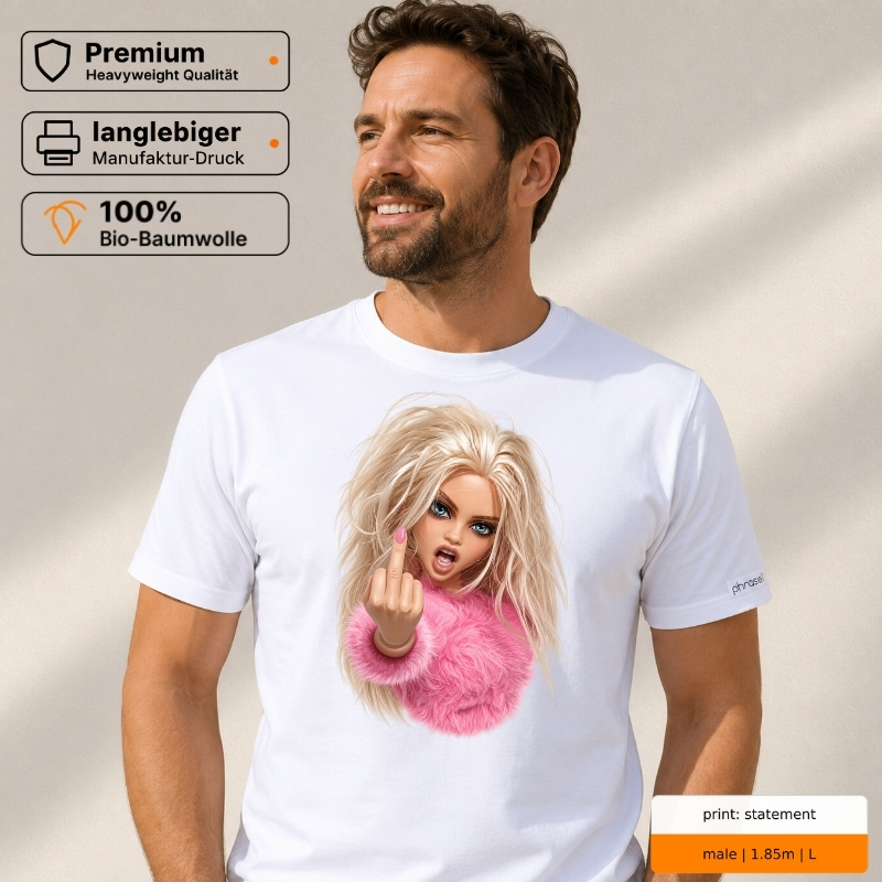 Premium T-Shirt mit rebellischem Puppen-Motiv