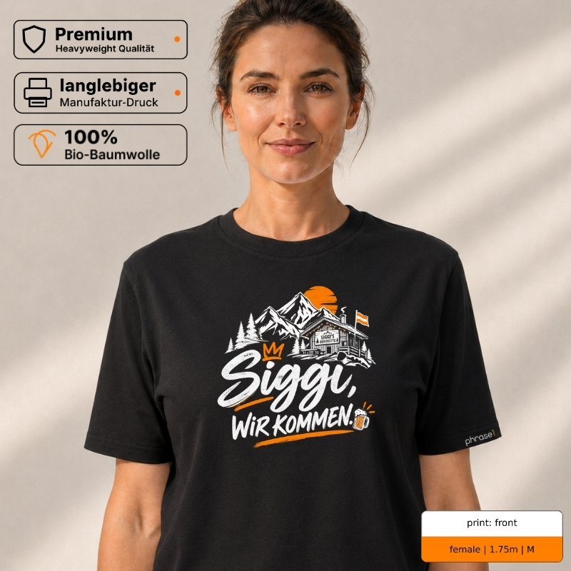 Premium T-Shirt mit „Siggi. WIR KOMMEN.“ Willingen-Motiv Premium T-Shirt mit „Siggi. WIR KOMMEN.“ Willingen-Motiv