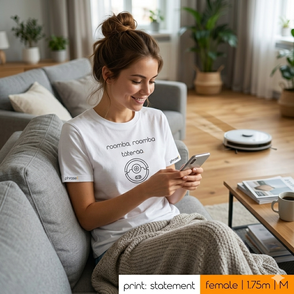 Premium T-Shirt mit Spruch "roomba, roomba, täterää." und Visual Roomba Saugroboter Premium T-Shirt mit Spruch "roomba, roomba, täterää." und Visual Roomba Saugroboter