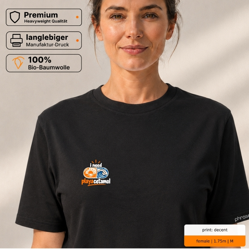 Premium T-Shirt mit „i need playacetamol“ Sommer-Motiv Premium T-Shirt mit „i need playacetamol“ Sommer-Motiv