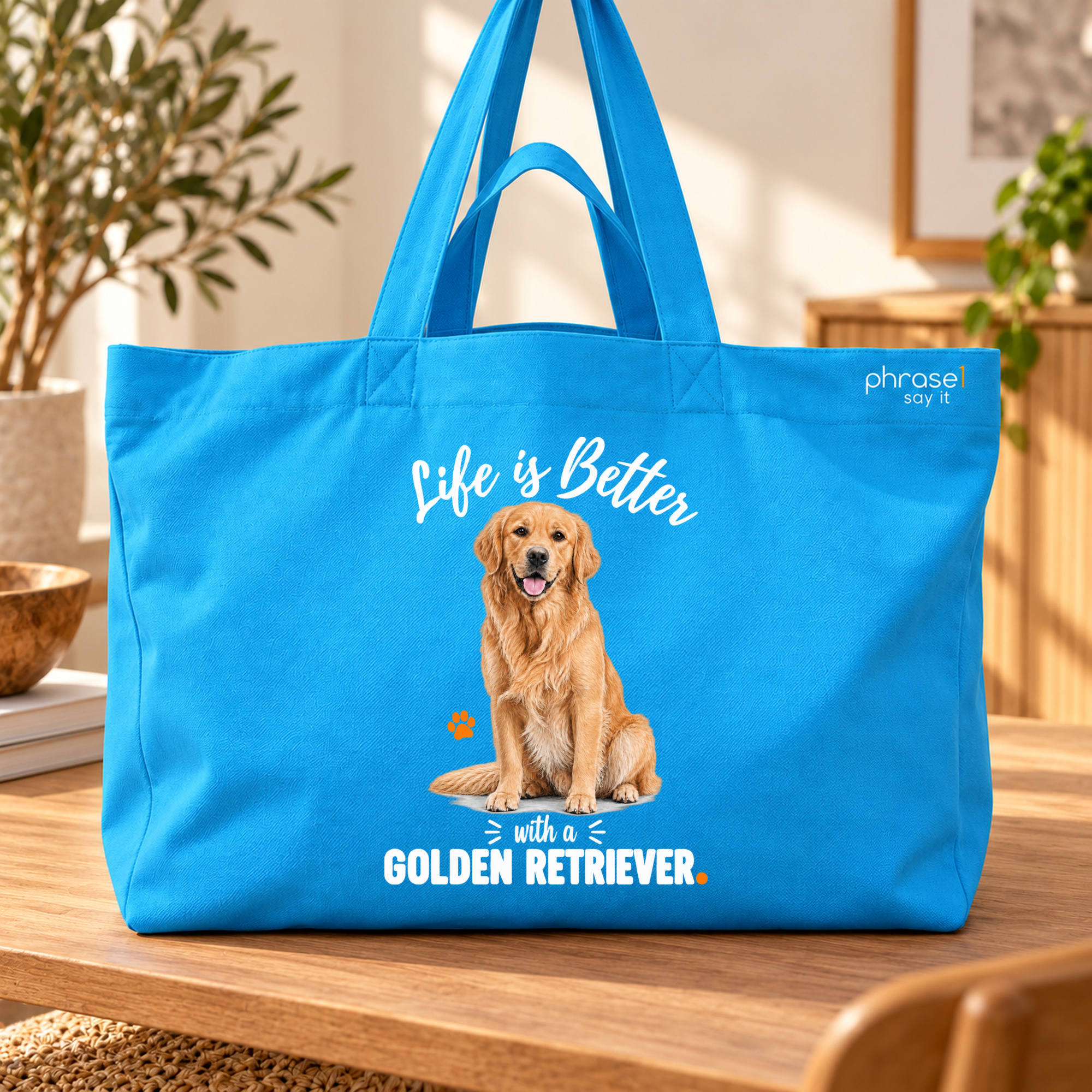 Life is Better with a Golden Retriever Big Shopper